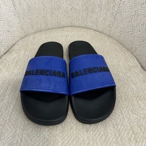 Balenciaga Royal Blue and Black Pool Slides
